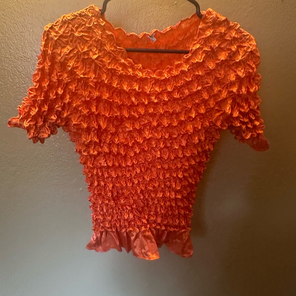 Orange Ruffled Women's Top